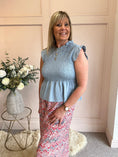 Load image into Gallery viewer, Cute Peplum Top - Slate Blue - Wardrobe By Simone