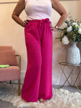 Load image into Gallery viewer, Tie Belt Wide Pant - Cerise Pink - Wardrobe By Simone