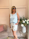 Load image into Gallery viewer, Little Side Button Top - Soft Blue - Wardrobe By Simone