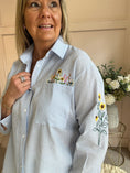 Load image into Gallery viewer, Sunflower Embroidered Detail Shirt - Blue/White - Wardrobe By Simone