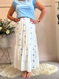 Load image into Gallery viewer, Daisy Gypsy Skirt - White/Blue One Size