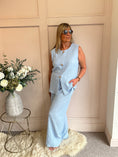 Load image into Gallery viewer, Waffle Effect Top & Pant Set - Cornflower Blue - Wardrobe By Simone
