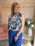 Load image into Gallery viewer, Floral Bow Tie Sleeveless Top - Blue/Pink - Wardrobe By Simone
