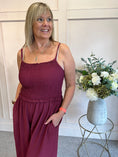 Load image into Gallery viewer, Elasticated Bodice & Wide Leg Jumpsuit - Burgundy