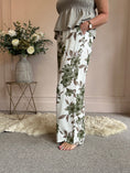 Load image into Gallery viewer, Summer Floral Trouser - Green/Cream - Wardrobe By Simone