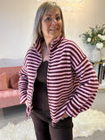 Load image into Gallery viewer, Zip Up Fun Striped Cardigan - Pink/Burgundy