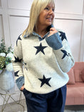 Load image into Gallery viewer, Stars & Denim Collar Jumper - Cream/Navy