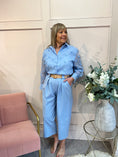 Load image into Gallery viewer, Belted Cropped Pant - Powder Blue - Wardrobe By Simone
