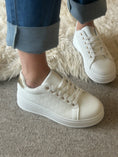 Load image into Gallery viewer, Touch Of Gold Chunky Trainer - White - Wardrobe By Simone