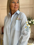 Load image into Gallery viewer, Sunflower Embroidered Detail Shirt - Blue/White - Wardrobe By Simone