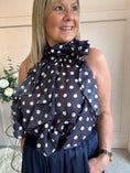 Load image into Gallery viewer, Spotty & Ruffle Top - NavyWhite - Wardrobe By Simone