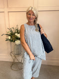 Load image into Gallery viewer, Floaty Sleeveless Top Gingham - Grey/Blue One Size