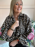 Load image into Gallery viewer, Floral Embroidered Leopard Shirt - Black/Brown