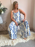 Load image into Gallery viewer, Botanical Dungarees - Cream/Blue - Wardrobe By Simone