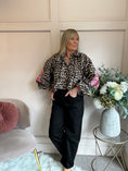 Load image into Gallery viewer, Floral Embroidered Leopard Shirt - Black/Brown