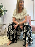 Load image into Gallery viewer, Wide Patterned Culottes Pant - Black/Cream - Wardrobe By Simone