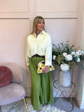 Load image into Gallery viewer, Sheer Shimmer Pleated Shirt - Lemon - Wardrobe By Simone