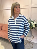 Load image into Gallery viewer, Striped Rugby Shirt Top - Navy/White - Wardrobe By Simone
