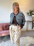Load image into Gallery viewer, Fun Striped Button Cardigan - Blue/Brown