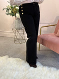 Load image into Gallery viewer, Wide Leg gold Button Jeans - Black - Wardrobe By Simone