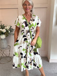 Load image into Gallery viewer, Button Detail Midi dress - Cream/Green/Brown - Wardrobe By Simone