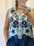 Load image into Gallery viewer, Crochet Little Waistcoat - Cream/Navy - Wardrobe By Simone