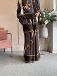 Load image into Gallery viewer, Horse & Bridle Silk Wide Pant - Brown/Blue - Wardrobe By Simone