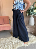 Load image into Gallery viewer, Flower Tie Wide Leg Pant - Navy - Wardrobe By Simone