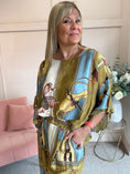 Load image into Gallery viewer, Horse & Bridle Silk Top - Mustard/Blue - Wardrobe By Simone