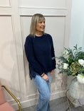 Load image into Gallery viewer, Lace Edge Jumper - Navy - Wardrobe By Simone