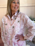 Load image into Gallery viewer, Gold Flower & Gem Detail Shirt - Pink - Wardrobe By Simone