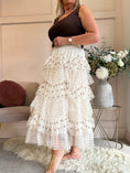 Load image into Gallery viewer, Spotty Tiered Net Maxi Skirt - Cream/Brown - Wardrobe By Simone