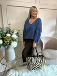 Load image into Gallery viewer, V Neck Knit Jumper - Blue
