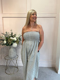 Load image into Gallery viewer, Elasticated Bodice & Gingham Jumpsuit - Taupe/White