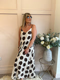 Load image into Gallery viewer, Spotty Dotty Pleated Maxi Sundress- Cream/Brown