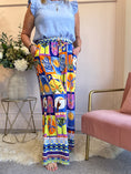 Load image into Gallery viewer, Club Tropicana Wide Leg Pant - Blue/Orange - Wardrobe By Simone