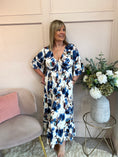 Load image into Gallery viewer, Oriental Maxi Dress - Cream/Blue - Wardrobe By Simone