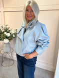 Load image into Gallery viewer, Bomber Faux Leather - Pale Aqua Blue - Wardrobe By Simone