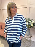 Load image into Gallery viewer, Striped Rugby Shirt Top - Navy/White - Wardrobe By Simone