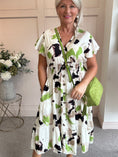 Load image into Gallery viewer, Button Detail Midi dress - Cream/Green/Brown - Wardrobe By Simone