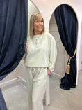 Load image into Gallery viewer, Pinstriped Batwing Top & Pant Set - Cream/Black