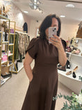Load image into Gallery viewer, Tulip Sleeve High Neck Dress - Brown