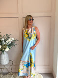 Load image into Gallery viewer, Santorini & Lemons Maxi Dress- Aqua Blue