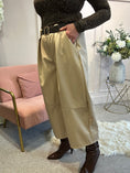 Load image into Gallery viewer, Faux Leather Wide Leg Trouser - Beige