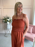 Load image into Gallery viewer, Elasticated Bodice & Wide Leg Jumpsuit - Rust