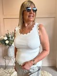 Load image into Gallery viewer, Scalloped Edged Vest Top - White - Wardrobe By Simone