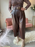 Load image into Gallery viewer, Faux Leather Wide Leg Trouser - Brown