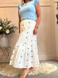 Load image into Gallery viewer, Daisy Gypsy Skirt - White/Blue One Size