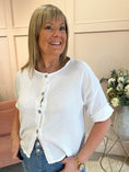 Load image into Gallery viewer, Cotton Buttoned Top - White - Wardrobe By Simone