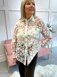 Load image into Gallery viewer, Pearl Button Embroidered Shirt - Pink/Cream - Wardrobe By Simone